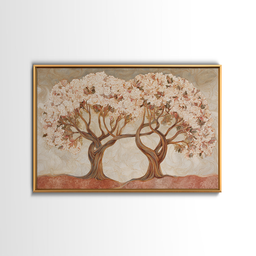 Two Intertwined Trees as Symbolic Artwork Canvas Print, Wedding Art, Wedding Guestbook, Living Room Decor, Fine Art, Romance, WED-3x2-51