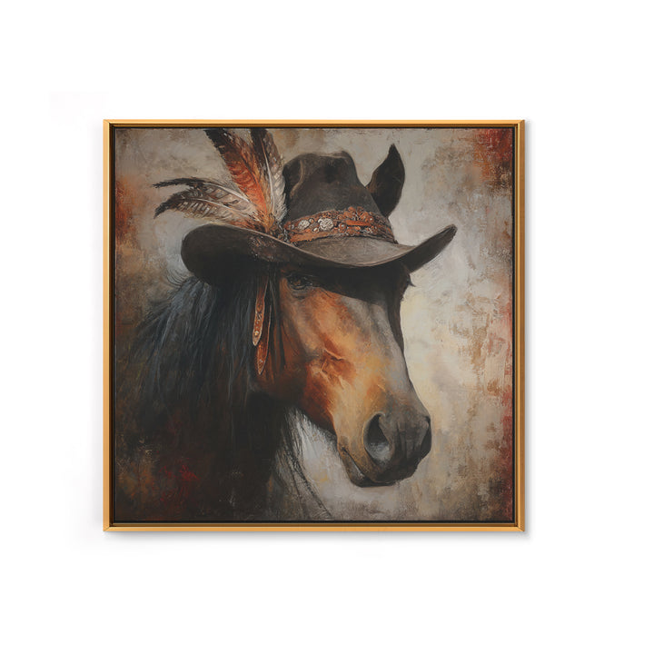 Cowboy Hat with Feathers and Beads Canvas Print, Western Art, Modern Decor, Southwestern Decor, Fine Art, Frontier, Wall Decor, WES-1x1-94