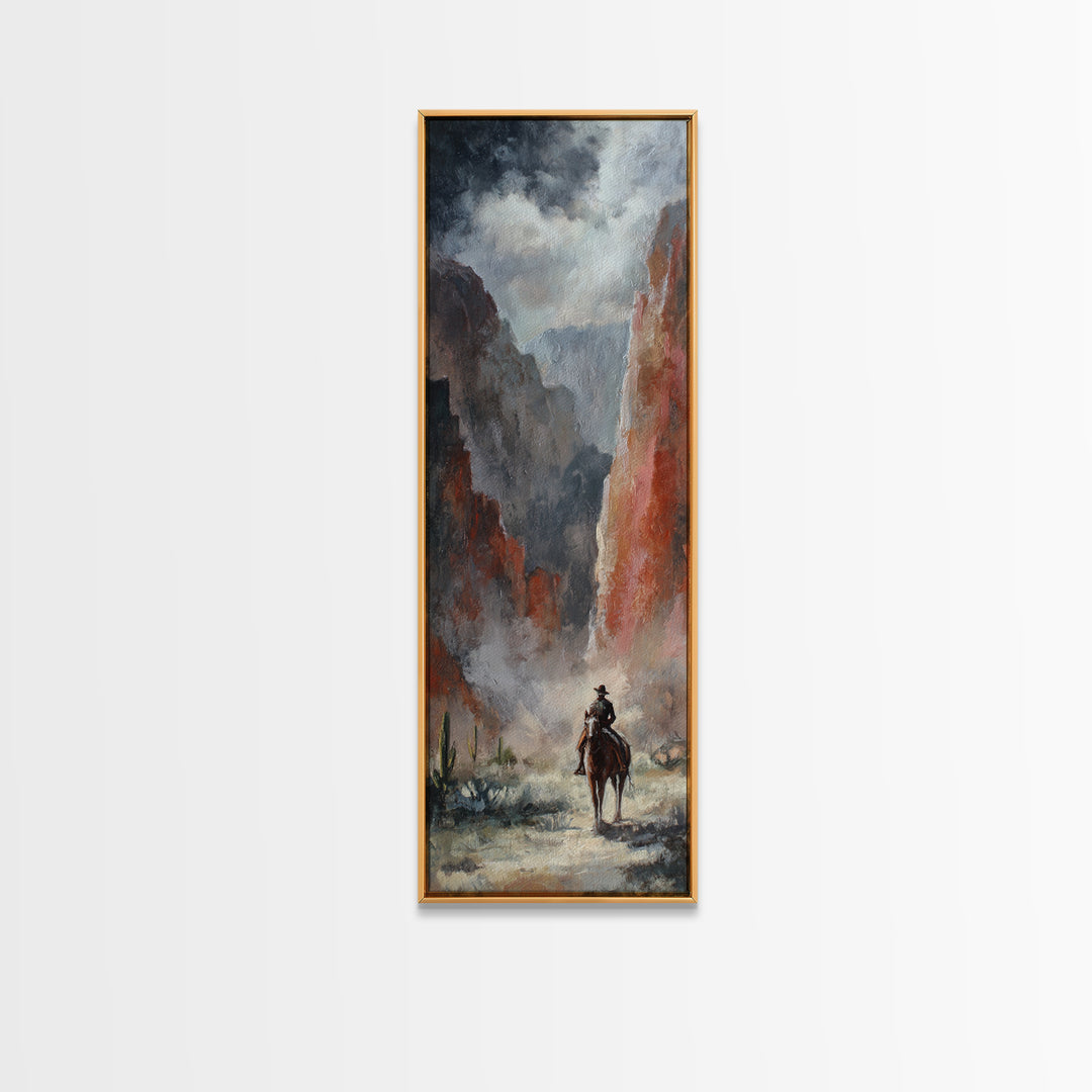Cactus and Red Rock Canyon Landscape Canvas Print, Western Art, Art, Southwestern Decor, Fine Art, Frontier, Western Wall Art, WES-1x3-17