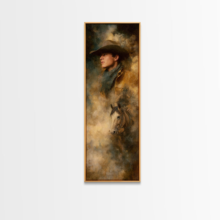 Cowboy Campfire under Starry Sky Canvas Print, Western Art, Western Wall Decor, Southwestern Decor, Fine Art, Frontier, WES-1x3-2