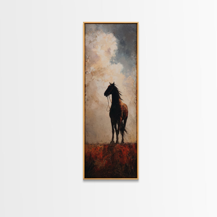Buffalo Silhouette Beneath Enormous Sky Framed Canvas Print, Western Art, Western Prints, Southwestern Decor, Frontier, WES-1x3-92