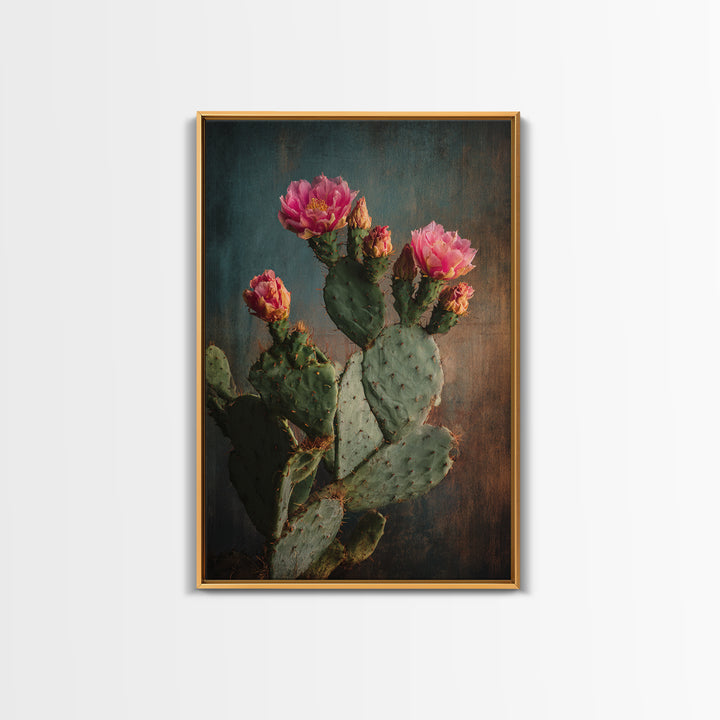 Prickly Pear Cactus Canvas Print, Western Art, Oil Painting, Southwestern Decor, Frontier, Digital Download Art, Landscape, WES-2x3-72