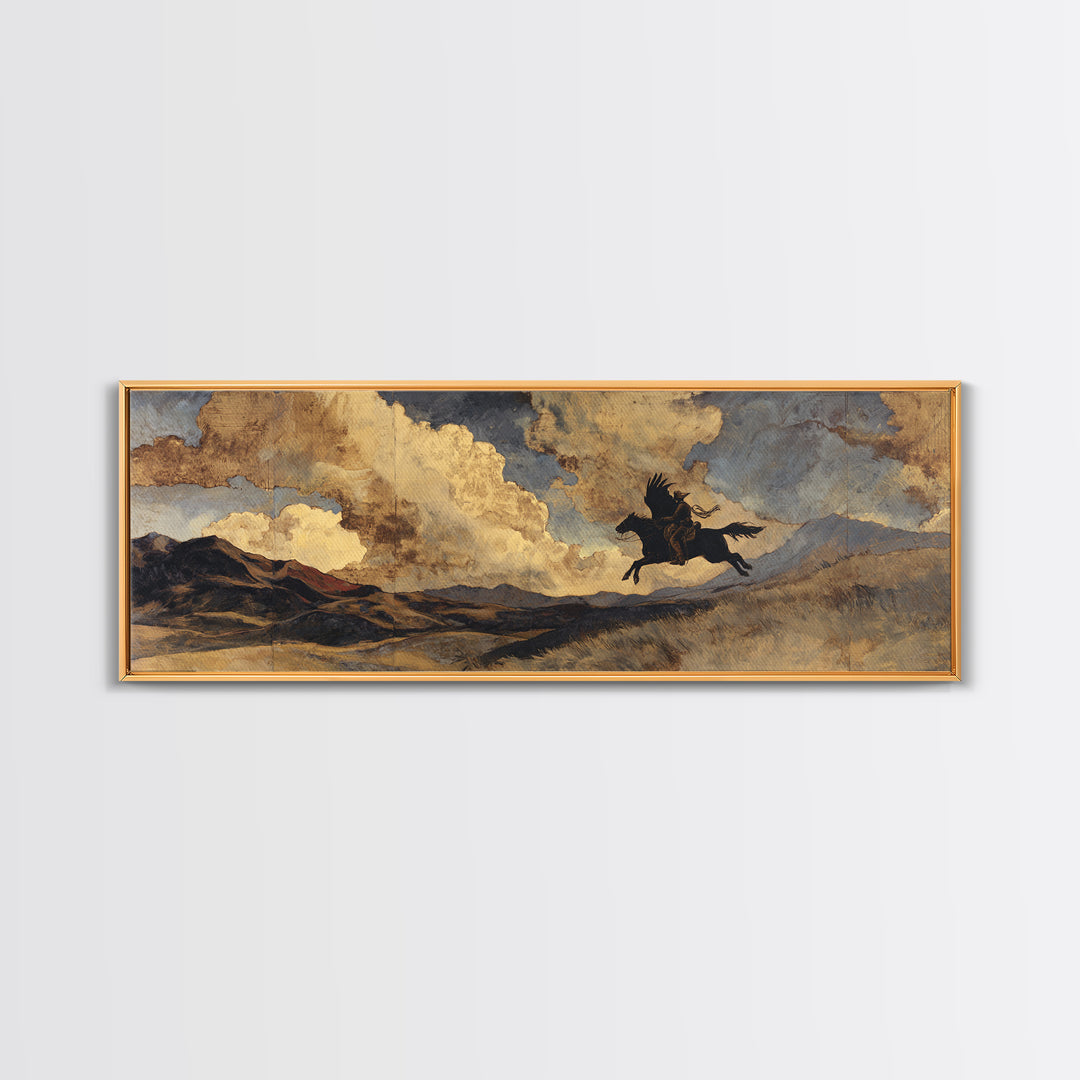 Eagle Flying Above Mountain Ridge Canvas Print, Western Art, Native American Art, Southwestern Decor, Fine Art, Frontier, WES-3x1-29