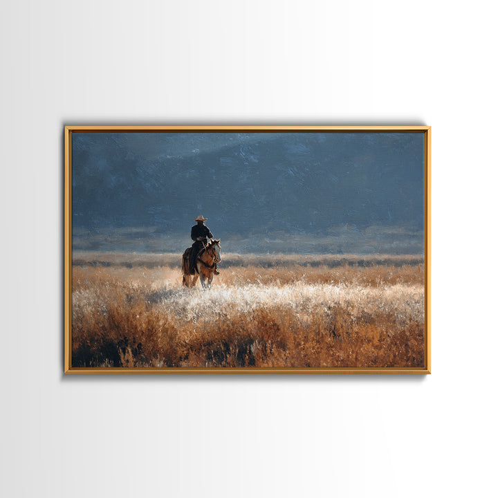 Train Crossing Western Plains Framed Canvas Print, Western Art, Farmhouse Decor, Southwestern Decor, Fine Art, Frontier, WES-3x2-99