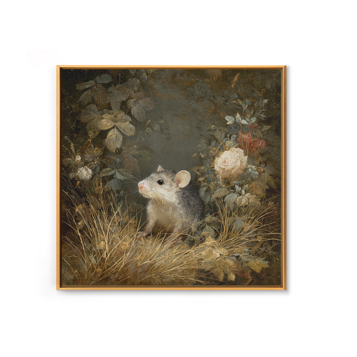 Mouse Ballerina in a Rose Garden Framed Canvas Print, Whimsical Art, Digital Print, Living Room Decor, Watercolor Art, Wonder, WHI-1x1-11