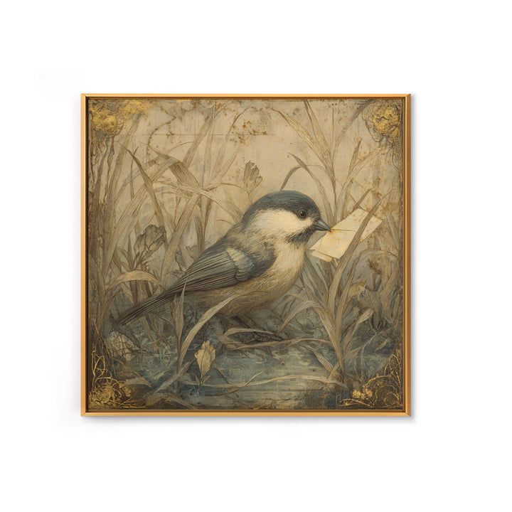 Bird Delivering a Tiny Love Letter Canvas Print, Whimsical Art, Nursery Wall Art, Living Room Decor, Fine Art, Wonder, WHI-1x1-23