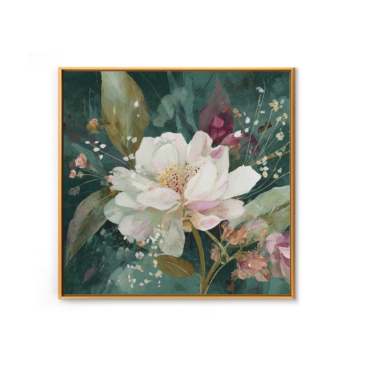 Magical Umbrella Raining Flowers Framed Canvas Print, Whimsical Art, Nursery Wall Art, Living Room Decor, Fine Art, Wonder, WHI-1x1-44