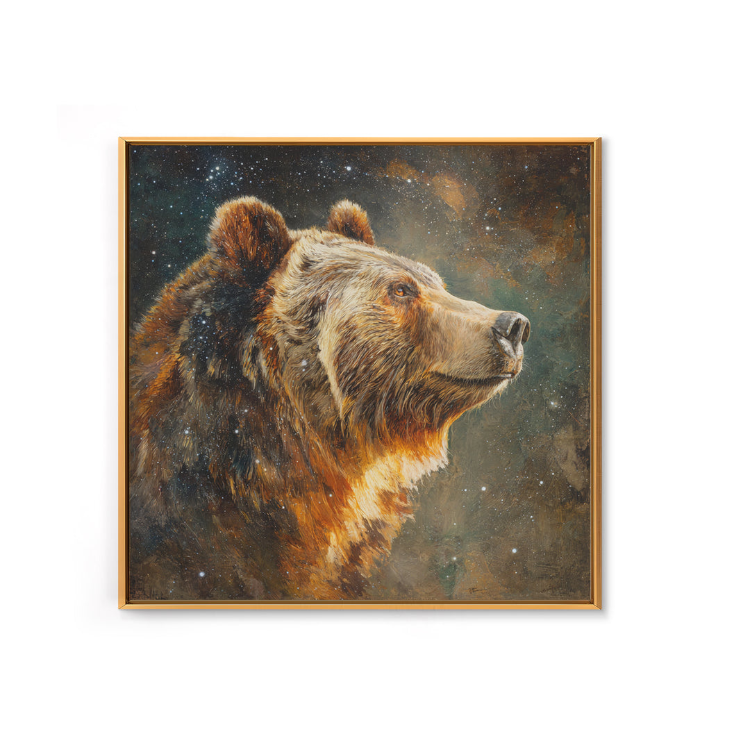 Bear Painting Stars Onto the Night Sky Canvas Print, Whimsical Art, Statement Artwork, Living Room Decor, Fine Art, Wonder, WHI-1x1-9