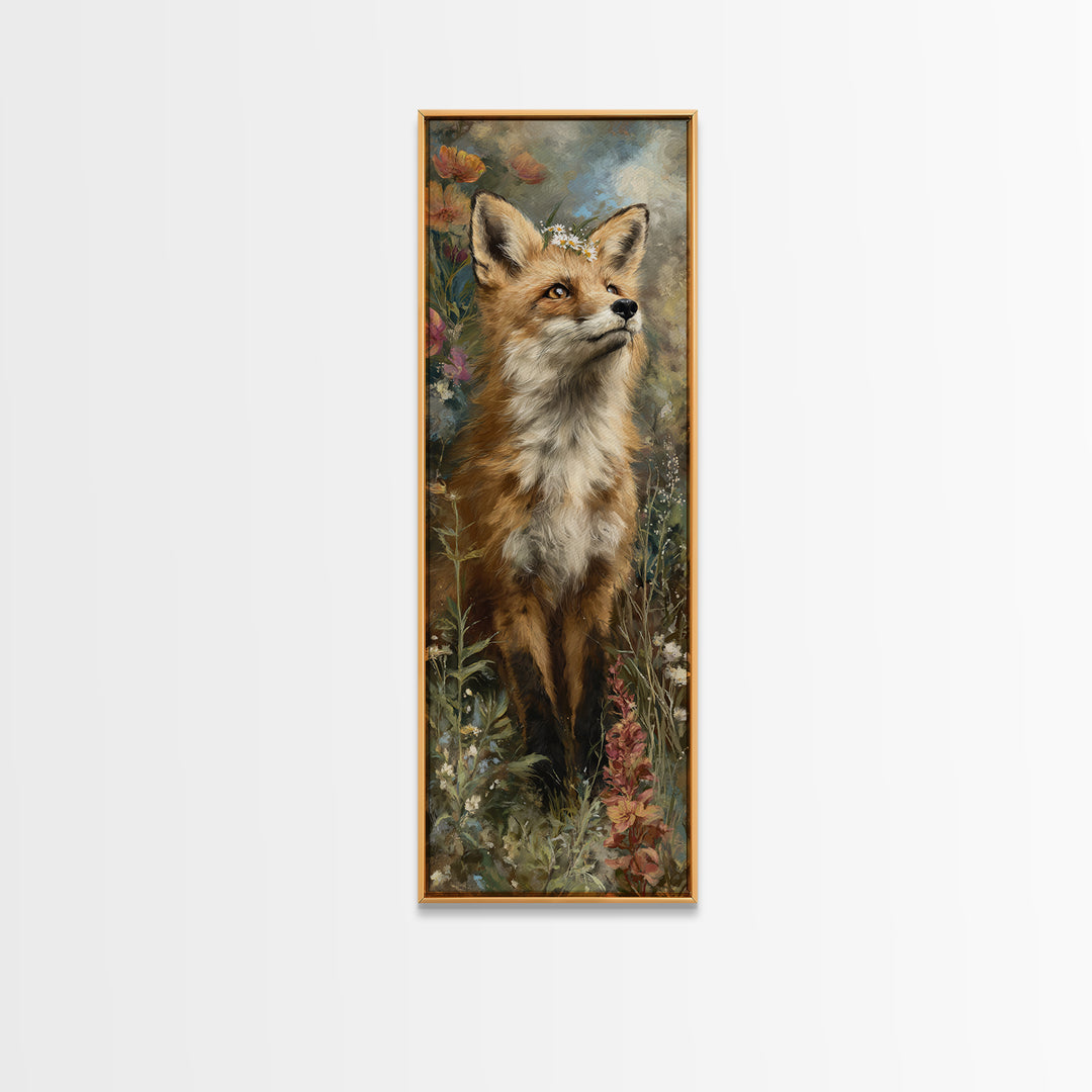 Fox Wearing a Tiny Crown Canvas Print, Whimsical Art, Minimalist Decor, Living Room Decor, Oil Painting, Wonder, WHI-1x3-13