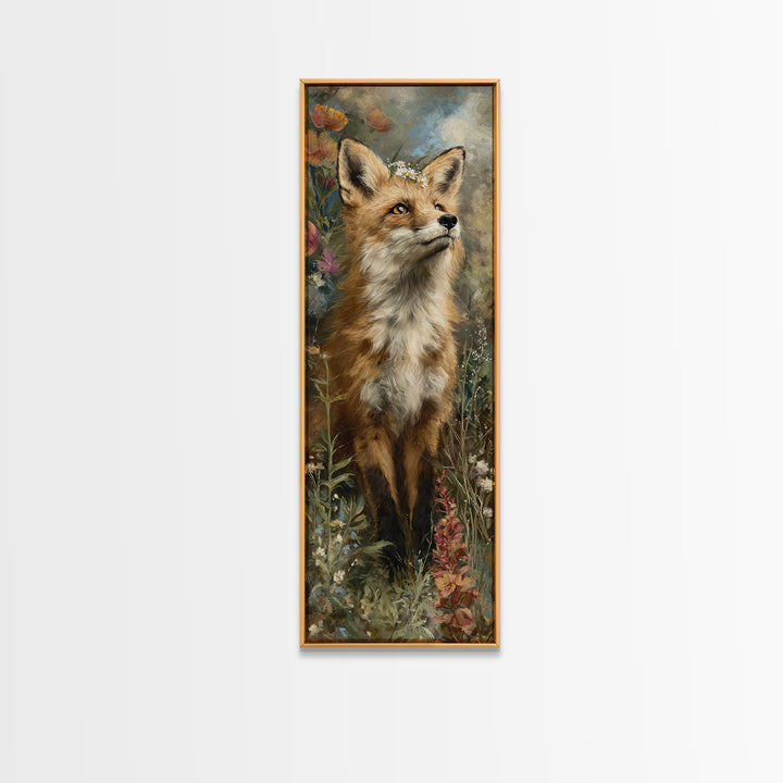 Fox Wearing a Tiny Crown Canvas Print, Whimsical Art, Minimalist Decor, Living Room Decor, Oil Painting, Wonder, WHI-1x3-13
