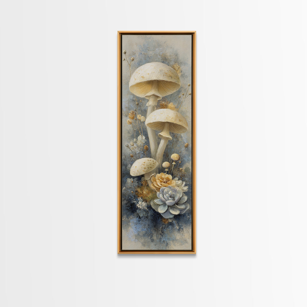 Teacup Garden with Tiny Mushrooms Canvas Print, Whimsical Art, Home Decor, Living Room Decor, Fine Art, Wonder, Digital Print, WHI-1x3-16