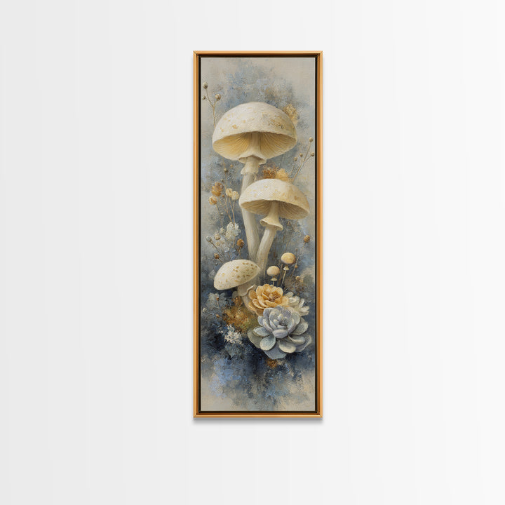 Teacup Garden with Tiny Mushrooms Canvas Print, Whimsical Art, Home Decor, Living Room Decor, Fine Art, Wonder, Digital Print, WHI-1x3-16