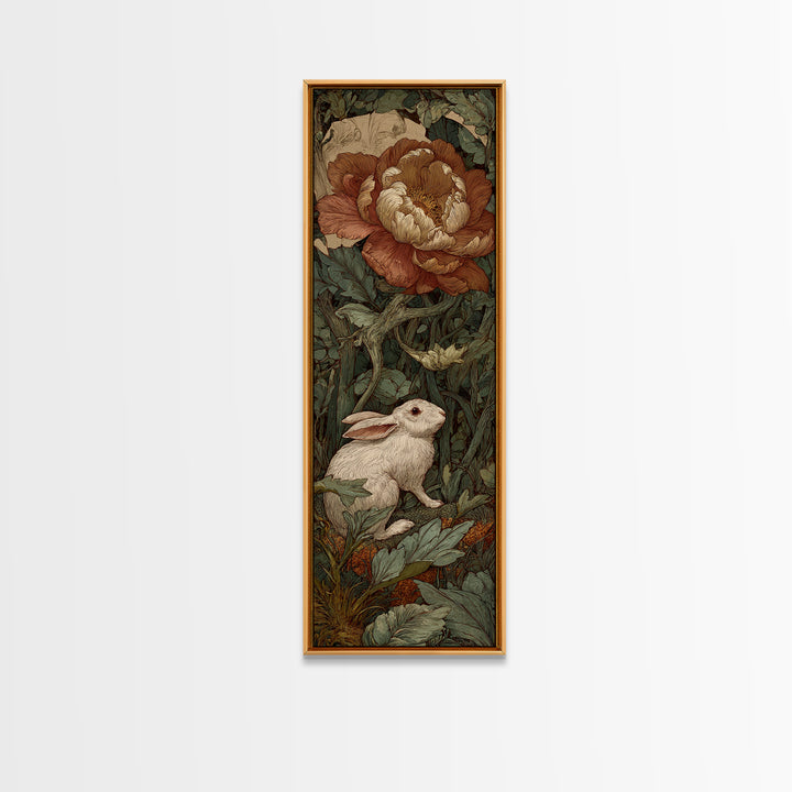 Rabbit Reading Beneath a Giant Flower Canvas Print, Whimsical Art, Wall Decor, Living Room Decor, Wonder, Printable Art, WHI-1x3-17
