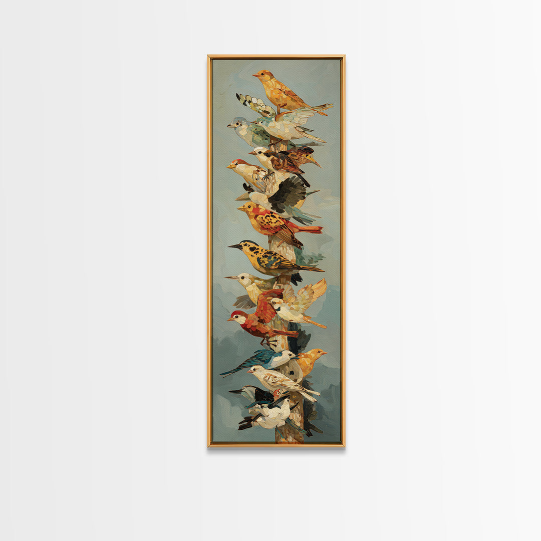Floating House Carried by Colorful Birds Framed Canvas Print, Whimsical Art, Framed Wall Art, Living Room Decor, Wonder, WHI-1x3-19