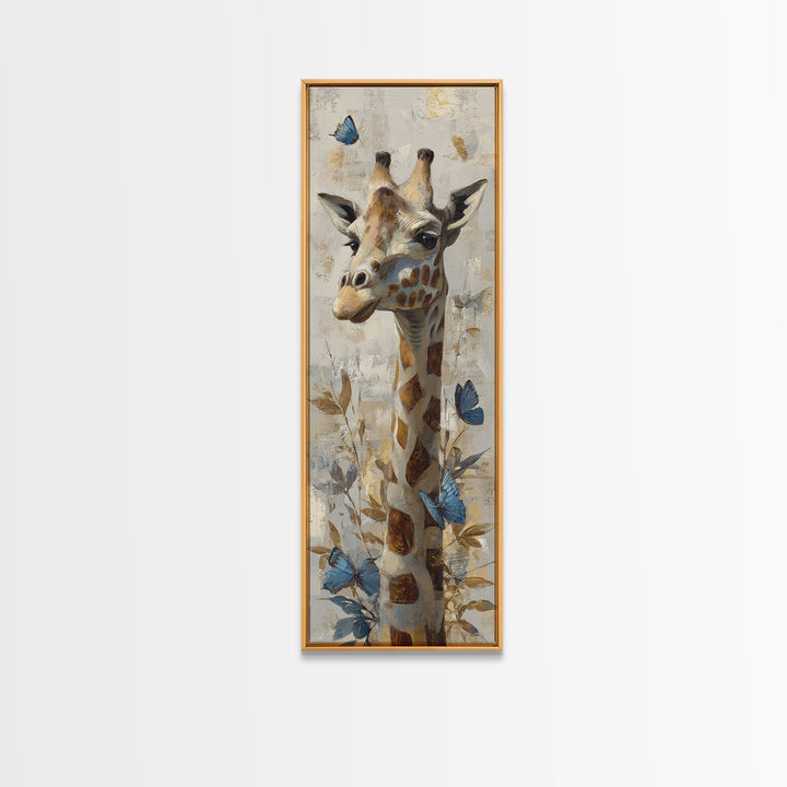 Giraffe with Scarf and Butterflies Canvas Print, Whimsical Art, Nursery Art, Living Room Decor, Fine Art, Wonder, WHI-1x3-22