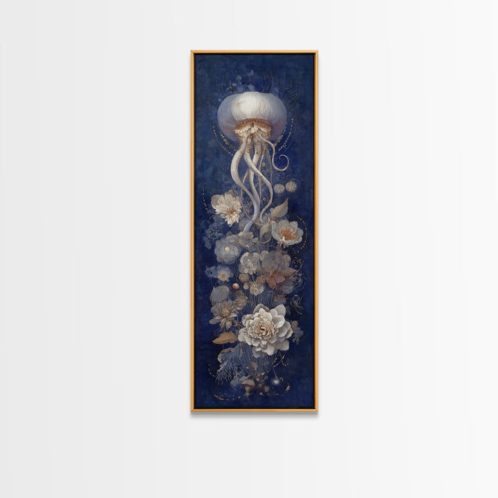 Octopus Conductor with Tiny Instruments Framed Canvas Print, Whimsical Art, Nursery Prints, Living Room Decor, Oil Painting, WHI-1x3-30