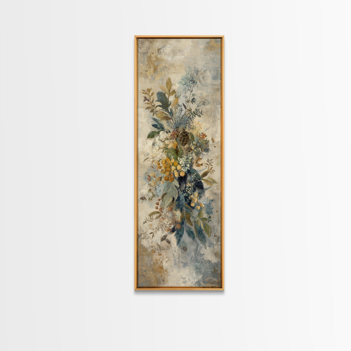Turtle with Garden Growing on Shell Framed Canvas Print, Whimsical Art, Watercolor Art, Living Room Decor, Fine Art, Wonder, WHI-1x3-34