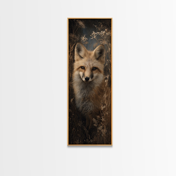 Fox Wearing a Tiny Crown Canvas Print, Whimsical Art, Minimalist Decor, Living Room Decor, Oil Painting, Wonder, WHI-1x3-37