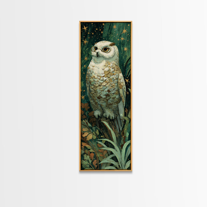 Owl Wearing Spectacles Among Stars Canvas Print, Whimsical Art, Neutral Decor, Living Room Decor, Fine Art, Wonder, Home Decor, WHI-1x3-42