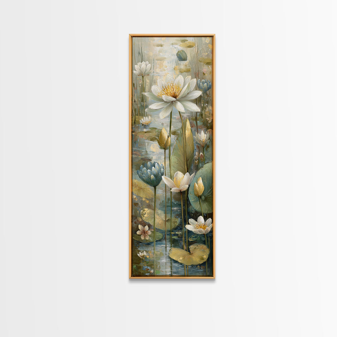 Frog Prince on a Lily Pad Canvas Print, Whimsical Art, Oil Painting, Living Room Decor, Fine Art, Wonder, Dark Academia Decor, WHI-1x3-44