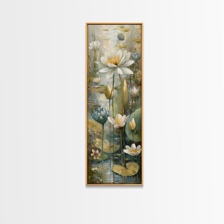 Frog Prince on a Lily Pad Canvas Print, Whimsical Art, Oil Painting, Living Room Decor, Fine Art, Wonder, Dark Academia Decor, WHI-1x3-44
