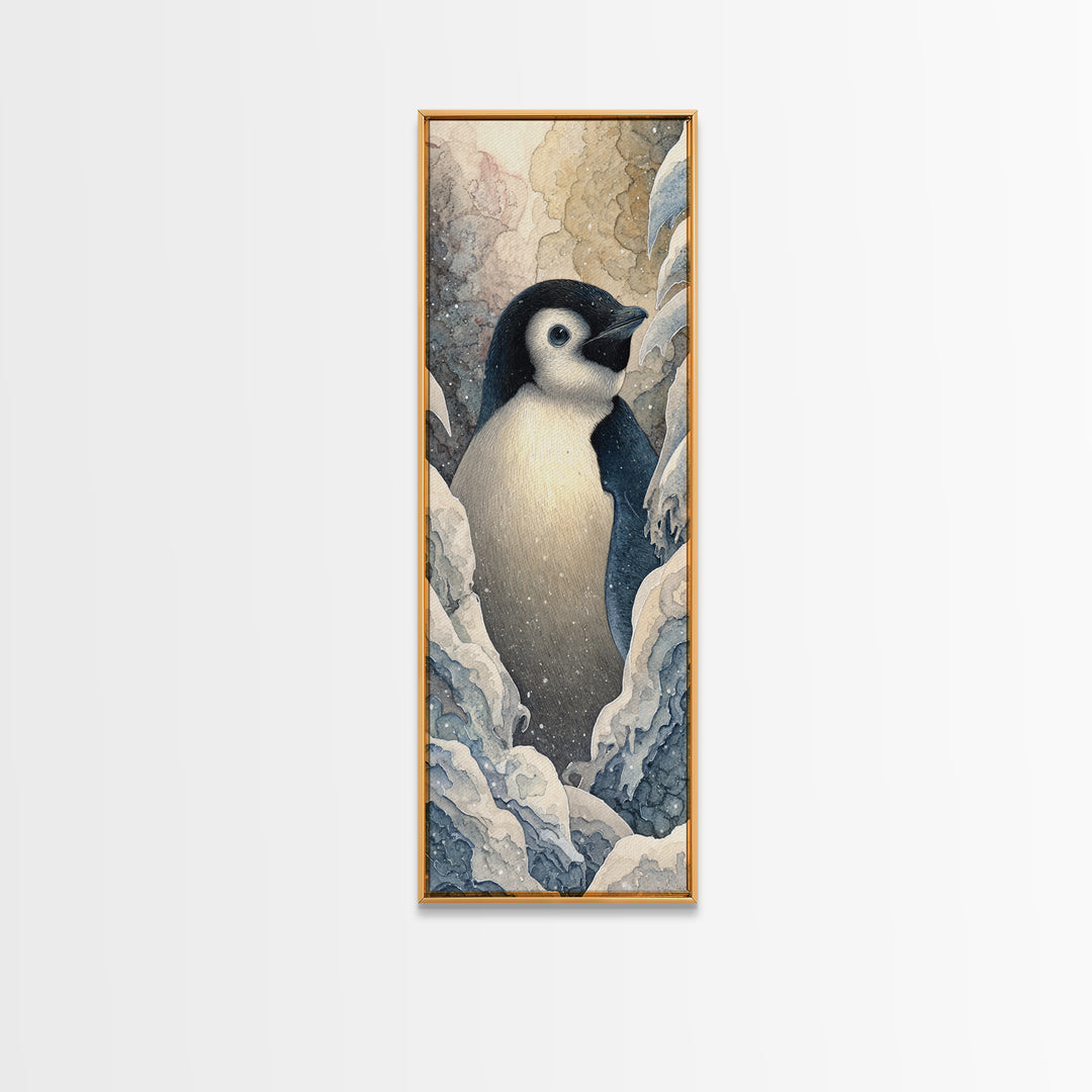 Penguin Holding a Lantern Canvas Print, Whimsical Art, Fine Art Print, Living Room Decor, Fine Art, Wonder, Prints, Digital Art, WHI-1x3-5