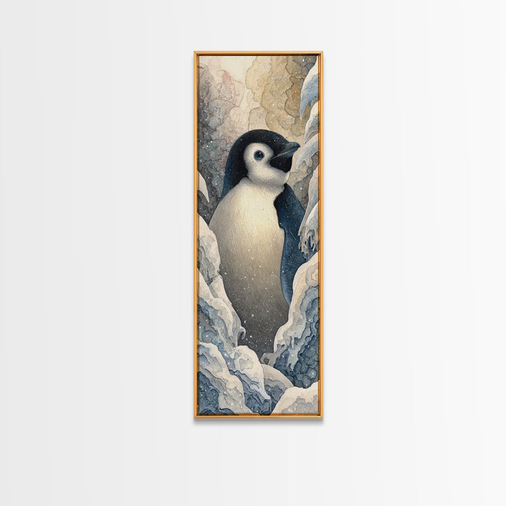 Penguin Holding a Lantern Canvas Print, Whimsical Art, Fine Art Print, Living Room Decor, Fine Art, Wonder, Prints, Digital Art, WHI-1x3-5