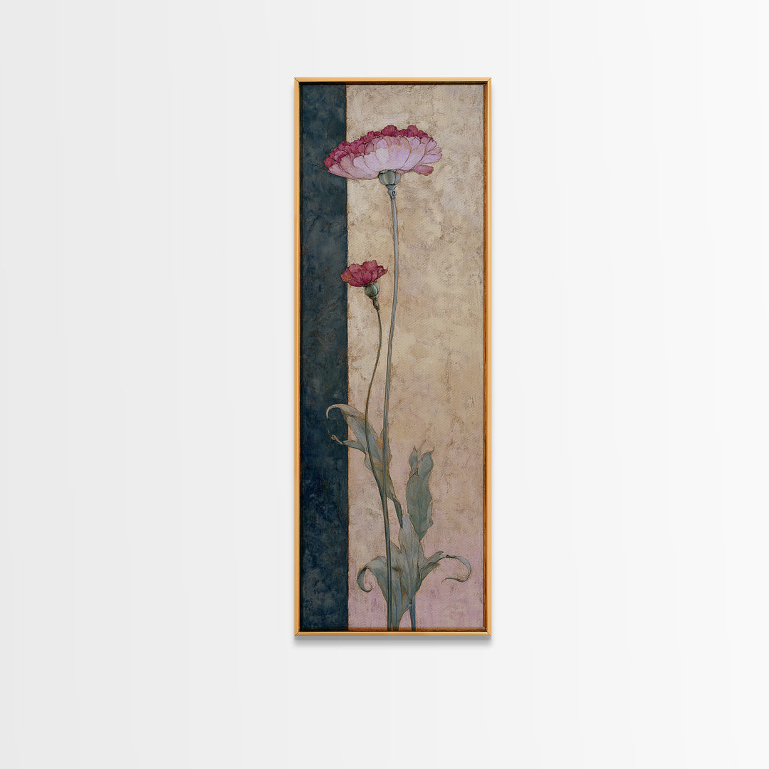 Robot Watering a Single Flower Canvas Print, Whimsical Art, Dark Academia Decor, Living Room Decor, Fine Art, Wonder, WHI-1x3-81