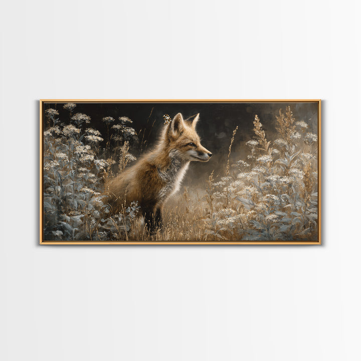 Fox Wearing a Tiny Crown Canvas Print, Whimsical Art, Printable Wall Art, Living Room Decor, Wonder, Abstract Wall Art, WHI-2x1-21