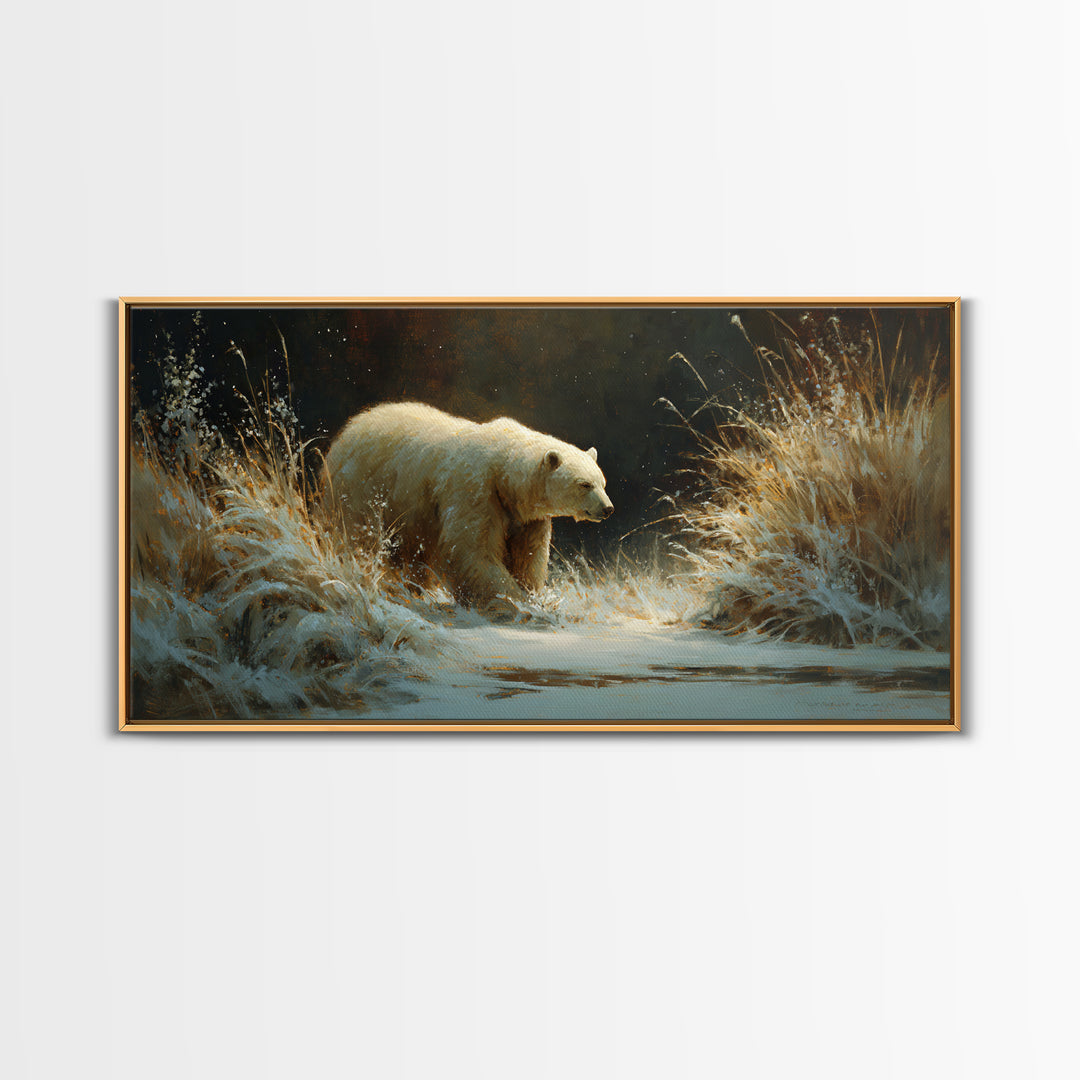 Bear Painting Stars Onto the Night Sky Canvas Print, Whimsical Art, Whimsical, Living Room Decor, Oil Painting, Wonder, WHI-2x1-77