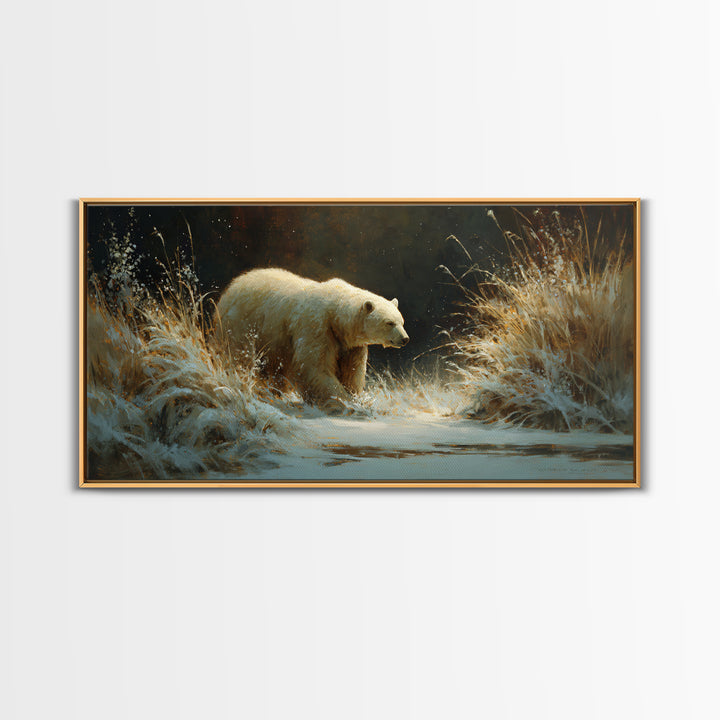 Bear Painting Stars Onto the Night Sky Canvas Print, Whimsical Art, Whimsical, Living Room Decor, Oil Painting, Wonder, WHI-2x1-77