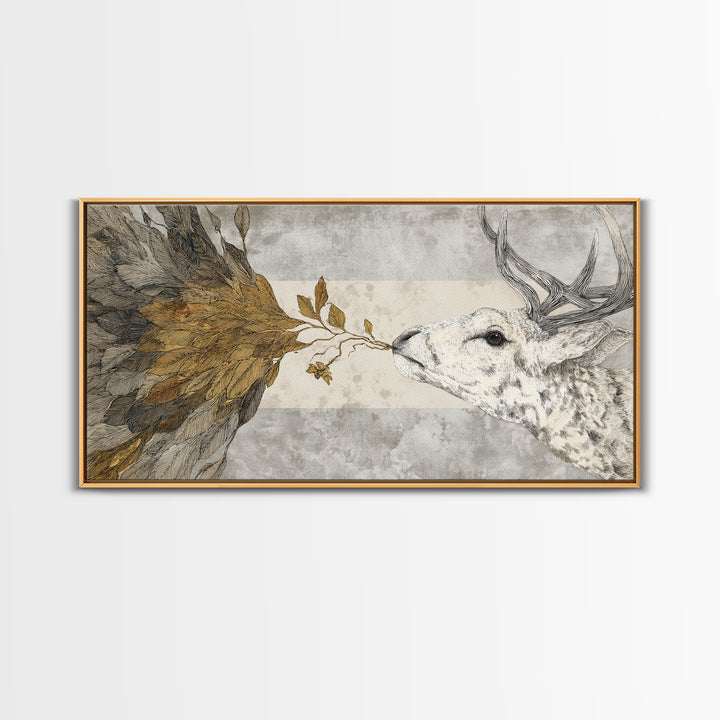 Bird Delivering a Tiny Love Letter Framed Canvas Print, Whimsical Art, Nursery Wall Art, Living Room Decor, Fine Art, Wonder, WHI-2x1-91