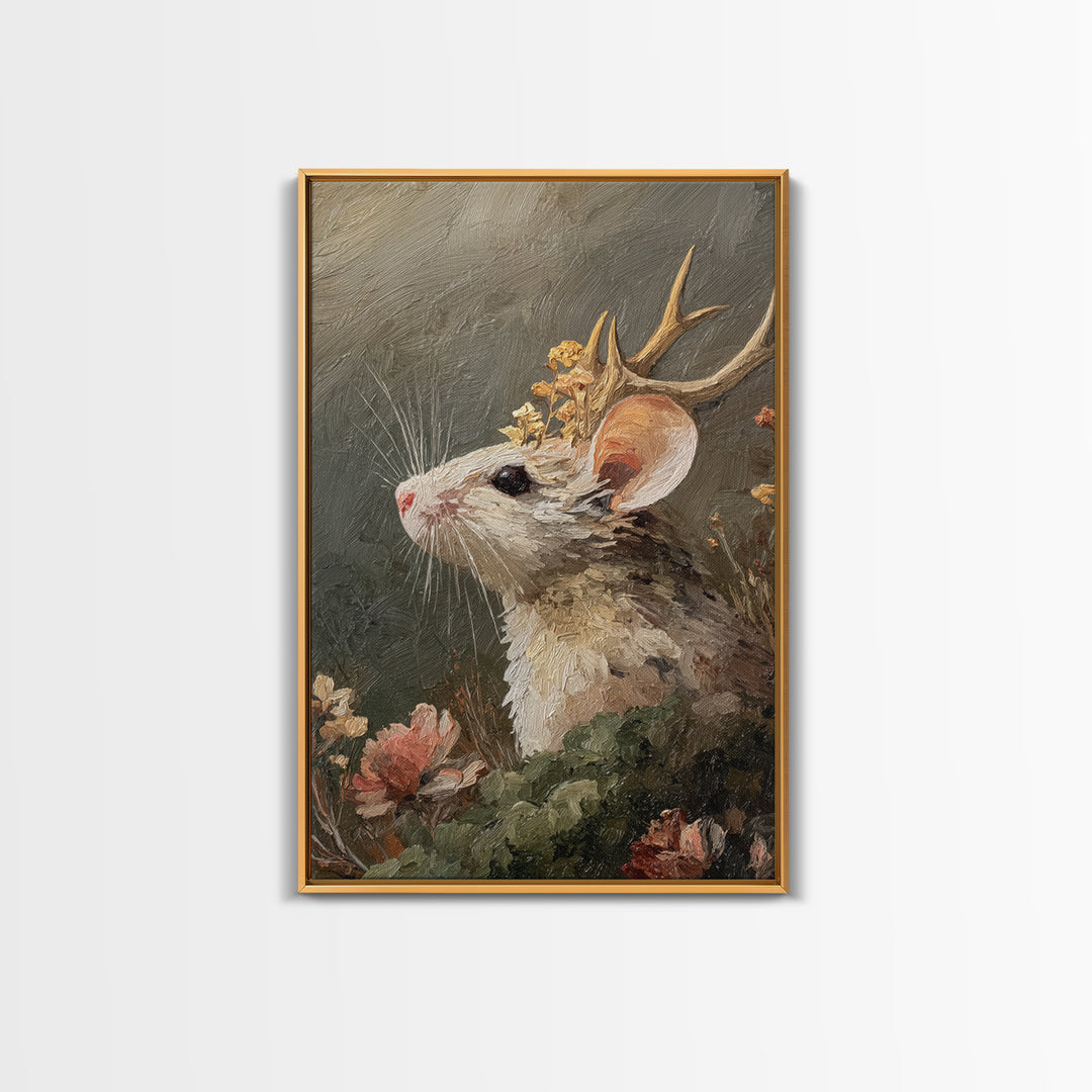 Mouse Ballerina in a Rose Garden Framed Canvas Print, Whimsical Art, Living Room Decor, Watercolor Art, Wonder, WHI-2x3-19