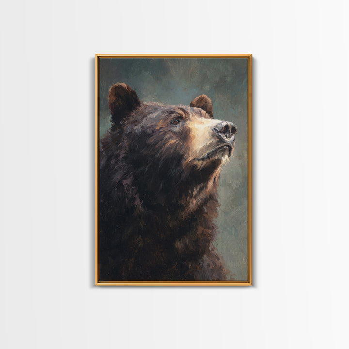 Bear Painting Stars Onto the Night Sky Framed Canvas Print, Whimsical Art, Art Nouveau, Living Room Decor, Abstract Art, Wonder, WHI-2x3-41