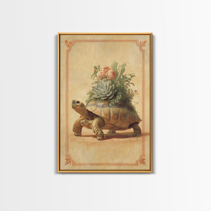 Turtle with Garden Growing on Shell Canvas Print, Whimsical Art, Art Print, Living Room Decor, Watercolor Art, Wonder, WHI-2x3-54