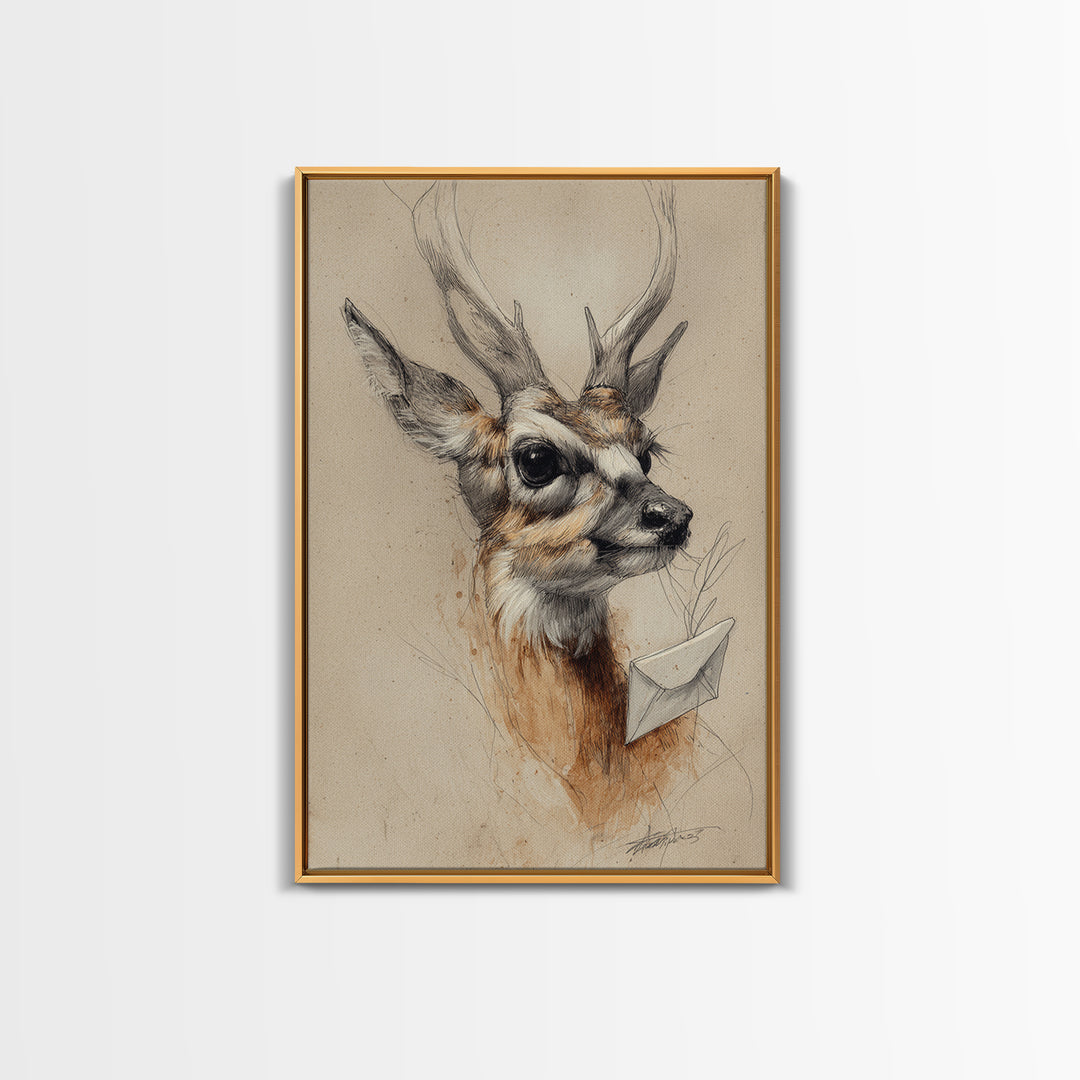 Bird Delivering a Tiny Love Letter Canvas Print, Whimsical Art, Digital Print, Living Room Decor, Fine Art, Wonder, Bird Art, WHI-2x3-79