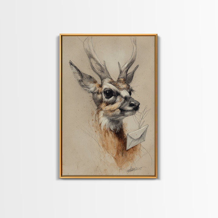 Bird Delivering a Tiny Love Letter Canvas Print, Whimsical Art, Digital Print, Living Room Decor, Fine Art, Wonder, Bird Art, WHI-2x3-79