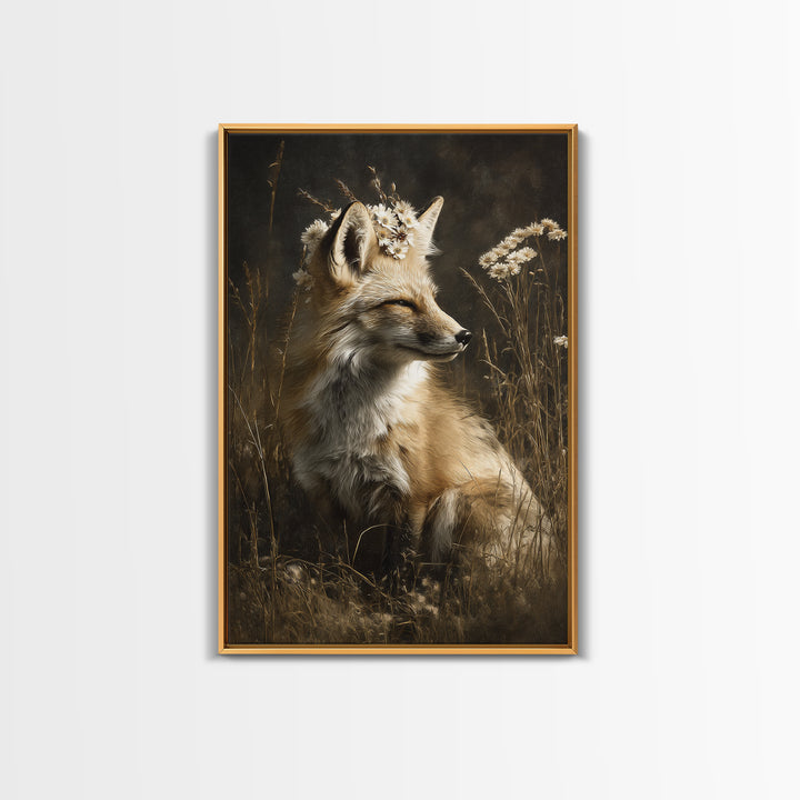 Fox Wearing a Tiny Crown Canvas Print, Whimsical Art, Dopamine Decor, Living Room Decor, Fine Art, Wonder, Fine Art Print, WHI-2x3-81