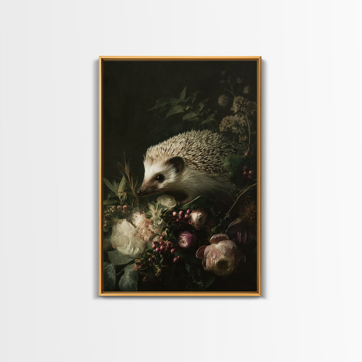 Hedgehog Carrying Wildflowers Canvas Print, Whimsical Art, Nursery Prints, Living Room Decor, Watercolor Art, Wonder, WHI-2x3-95