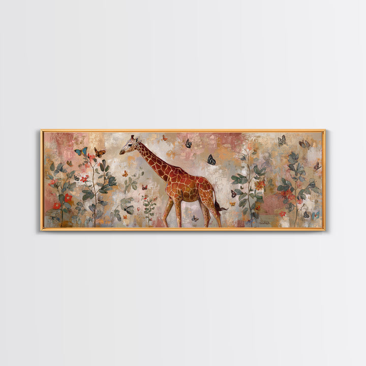 Giraffe with Scarf and Butterflies Canvas Print, Whimsical Art, Printable Art, Living Room Decor, Watercolor Art, Wonder, WHI-3x1-26