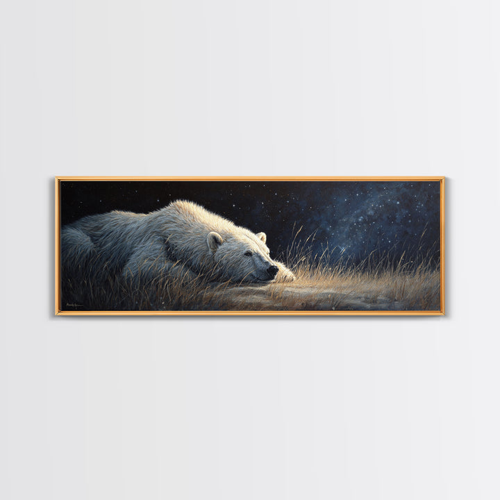 Bear Painting Stars Onto the Night Sky Canvas Print, Whimsical Art, Bird Art, Living Room Decor, Abstract Art, Wonder, WHI-3x1-49