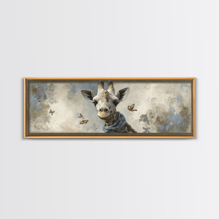 Giraffe with Scarf and Butterflies Canvas Print, Whimsical Art, Printable Art, Living Room Decor, Watercolor Art, Wonder, WHI-3x1-50