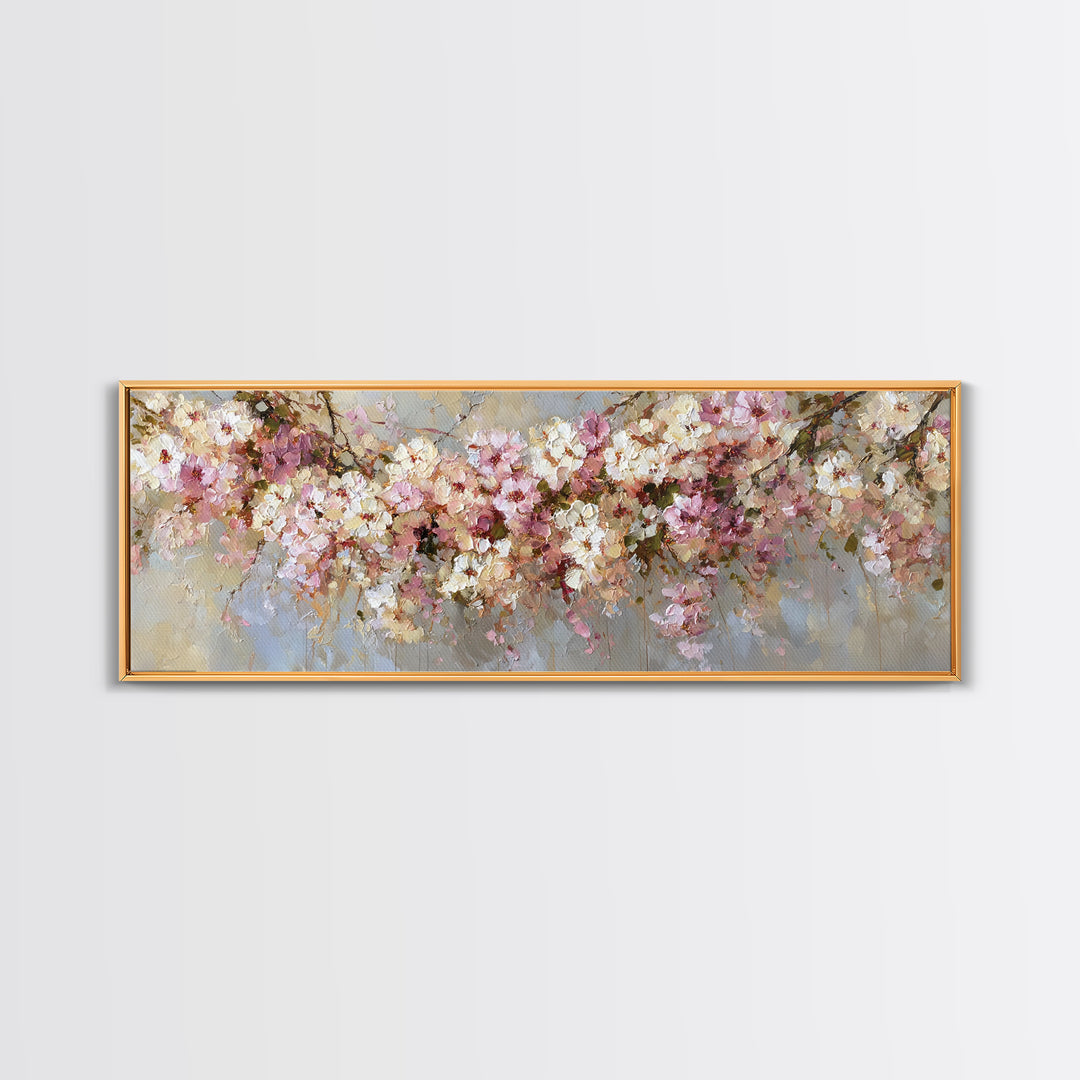 Magical Umbrella Raining Flowers Framed Canvas Print, Whimsical Art, Digital Art, Living Room Decor, Watercolor Art, Wonder, WHI-3x1-84