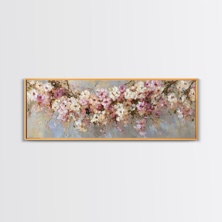 Magical Umbrella Raining Flowers Framed Canvas Print, Whimsical Art, Digital Art, Living Room Decor, Watercolor Art, Wonder, WHI-3x1-84