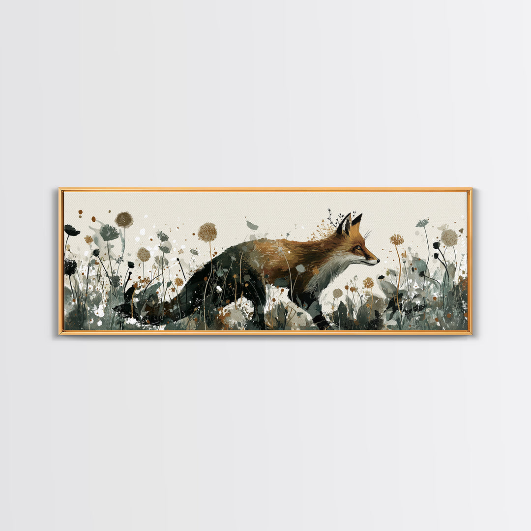 Fox Wearing a Tiny Crown Framed Canvas Print, Whimsical Art, Boho Decor, Living Room Decor, Fine Art, Wonder, Digital Art, WHI-3x1-89