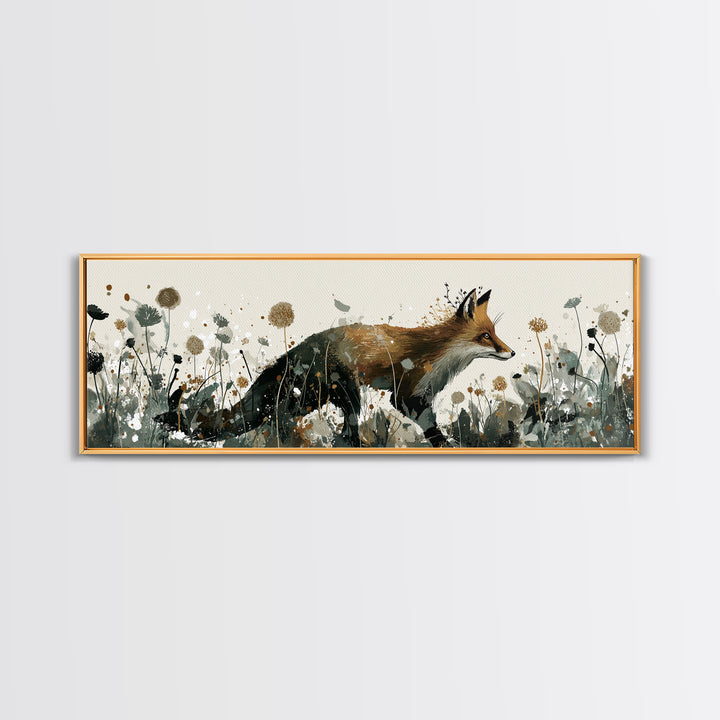 Fox Wearing a Tiny Crown Framed Canvas Print, Whimsical Art, Boho Decor, Living Room Decor, Fine Art, Wonder, Digital Art, WHI-3x1-89