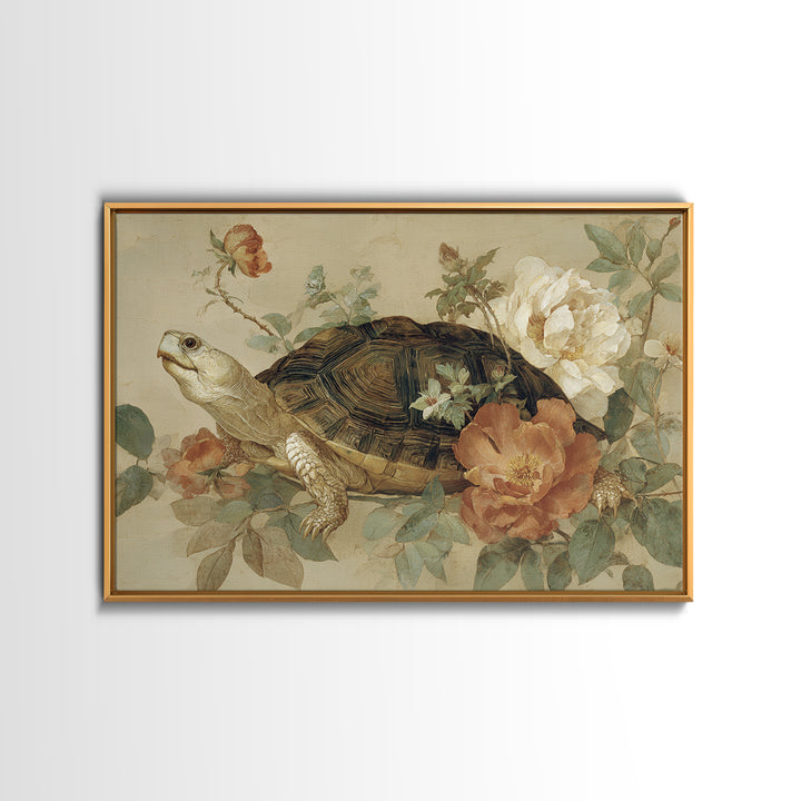 Turtle with Garden Growing on Shell Canvas Print, Whimsical Art, Printable Art, Living Room Decor, Fine Art, Wonder, Cat Art, WHI-3x2-26