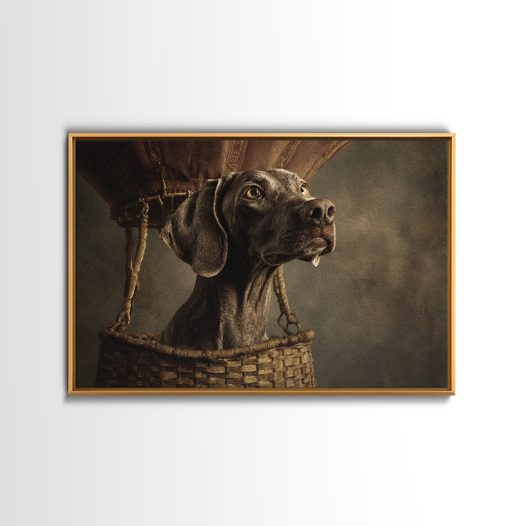 Dog in a Hot Air Balloon Canvas Print, Whimsical Art, Abstract Wall Art, Living Room Decor, Fine Art, Wonder, Neutral Decor, WHI-3x2-42