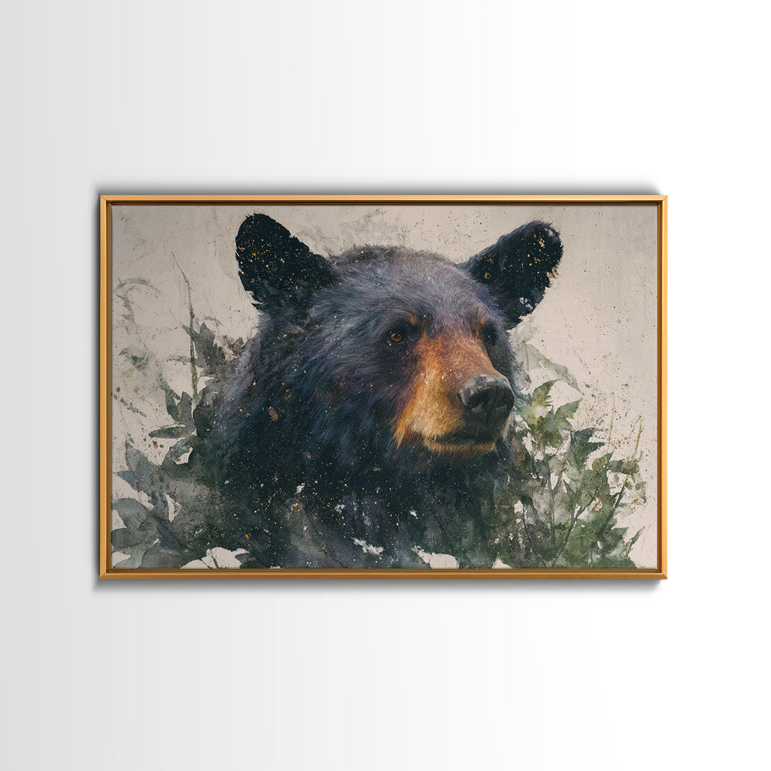 Bear Painting Stars Onto the Night Sky Canvas Print, Whimsical Art, Nursery Prints, Living Room Decor, Oil Painting, Wonder, WHI-3x2-61