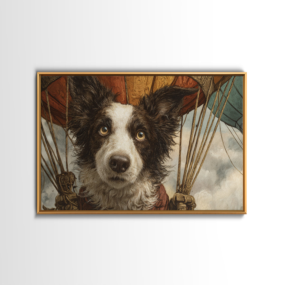 Dog in a Hot Air Balloon Canvas Print, Whimsical Art, Abstract Wall Art, Living Room Decor, Fine Art, Wonder, Neutral Decor, WHI-3x2-66